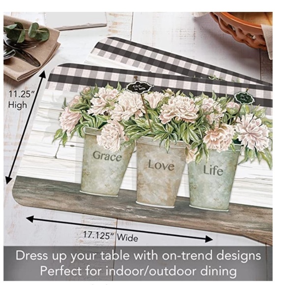 CounterArt Vintage Farmhouse Placemats Reversible Rectangular Placemat Set of 4 - Picture 10 of 12